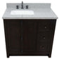 37 in. Single Vanity in Brown Ash Finish with Gray Granite Top and Rectangle Sink - Left Doors/Left Sink, Plantation Collection