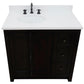 37 in. Single Vanity in Brown Ash Finish with White Quartz Top and Oval Sink - Left Doors/Left Sink, Plantation Collection