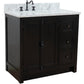 37 in. Single Vanity in Brown Ash Finish with White Carrara Top and Oval Sink - Left Doors/Left Sink, Plantation Collection