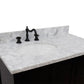 37 in. Single Vanity in Brown Ash Finish with White Carrara Top and Oval Sink - Left Doors/Left Sink, Plantation Collection