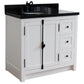 37 in. Single Vanity in Glacier Ash Finish Finish with Black Galaxy Top and Oval Sink - Left Doors/Left Sink, Plantation Collection