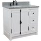 37 in. Single Vanity in Glacier Ash Finish Finish with Gray Granite Top and Oval Sink - Left Doors/Left Sink, Plantation Collection