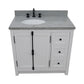 37 in. Single Vanity in Glacier Ash Finish Finish with Gray Granite Top and Oval Sink - Left Doors/Left Sink, Plantation Collection