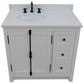 37 in. Single Vanity in Glacier Ash Finish Finish with White Quartz Top and Oval Sink - Left Doors/Left Sink, Plantation Collection