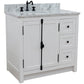 37 in. Single Vanity in Glacier Ash Finish Finish with White Carrara Top and Oval Sink - Left Doors/Left Sink, Plantation Collection