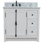 37 in. Single Vanity in Glacier Ash Finish Finish with White Carrara Top and Oval Sink - Left Doors/Left Sink, Plantation Collection