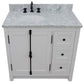 37 in. Single Vanity in Glacier Ash Finish Finish with White Carrara Top and Oval Sink - Left Doors/Left Sink, Plantation Collection