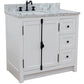 37 in. Single Vanity in Glacier Ash Finish Finish with White Carrara Top and Rectangle Sink - Left Doors/Left Sink, Plantation Collection