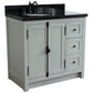 37 in. Single Vanity in Gray Ash Finish with Black Galaxy Top and Oval Sink - Left Doors/Left Sink, Plantation Collection