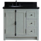 37 in. Single Vanity in Gray Ash Finish with Black Galaxy Top and Oval Sink - Left Doors/Left Sink, Plantation Collection