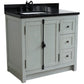 37 in. Single Vanity in Gray Ash Finish with Black Galaxy Top and Rectangle Sink - Left Doors/Left Sink, Plantation Collection