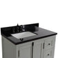 37 in. Single Vanity in Gray Ash Finish with Black Galaxy Top and Rectangle Sink - Left Doors/Left Sink, Plantation Collection