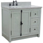 37 in. Single Vanity in Gray Ash Finish with Gray Granite Top and Oval Sink - Left Doors/Left Sink, Plantation Collection