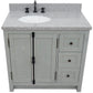 37 in. Single Vanity in Gray Ash Finish with Gray Granite Top and Oval Sink - Left Doors/Left Sink, Plantation Collection