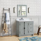 37 in. Single Vanity in Gray Ash Finish with White Quartz Top and Oval Sink - Left Doors/Left Sink, Plantation Collection