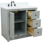 37 in. Single Vanity in Gray Ash Finish with White Quartz Top and Oval Sink - Left Doors/Left Sink, Plantation Collection