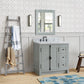 37 in. Single Vanity in Gray Ash Finish with White Carrara Top and Oval Sink - Left Doors/Left Sink, Plantation Collection