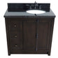 37 in. Single Vanity in Brown Ash Finish with Black Galaxy Top and Oval Sink - Right Doors/Right Sink, Plantation Collection