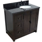 37 in. Single Vanity in Brown Ash Finish with Black Galaxy Top and Oval Sink - Right Doors/Right Sink, Plantation Collection