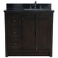 37 in. Single Vanity in Brown Ash Finish with Black Galaxy Top and Rectangle Sink - Right Doors/Right Sink, Plantation Collection