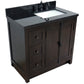 37 in. Single Vanity in Brown Ash Finish with Black Galaxy Top and Rectangle Sink - Right Doors/Right Sink, Plantation Collection