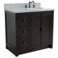 37 in. Single Vanity in Brown Ash Finish with Gray Granite Top and Oval Sink - Right Doors/Right Sink, Plantation Collection