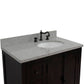 37 in. Single Vanity in Brown Ash Finish with Gray Granite Top and Oval Sink - Right Doors/Right Sink, Plantation Collection