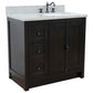 37 in. Single Vanity in Brown Ash Finish with Gray Granite Top and Rectangle Sink - Right Doors/Right Sink, Plantation Collection