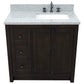 37 in. Single Vanity in Brown Ash Finish with Gray Granite Top and Rectangle Sink - Right Doors/Right Sink, Plantation Collection