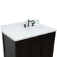 37 in. Single Vanity in Brown Ash Finish with White Quartz Top and Oval Sink - Right Doors/Right Sink, Plantation Collection