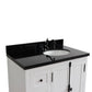 37 in. Single Vanity in Glacier Ash Finish with Black Galaxy Top and Oval Sink - Right Doors/Right Sink, Plantation Collection