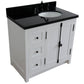 37 in. Single Vanity in Glacier Ash Finish with Black Galaxy Top and Oval Sink - Right Doors/Right Sink, Plantation Collection