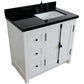 37 in. Single Vanity in Glacier Ash Finish with Black Galaxy Top and Rectangle Sink - Right Doors/Right Sink, Plantation Collection