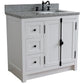 37 in. Single Vanity in Glacier Ash Finish with Gray Granite Top and Rectangle Sink - Right Doors/Right Sink, Plantation Collection