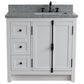 37 in. Single Vanity in Glacier Ash Finish with Gray Granite Top and Rectangle Sink - Right Doors/Right Sink, Plantation Collection