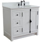 37 in. Single Vanity in Glacier Ash Finish with White Quartz Top and Oval Sink - Right Doors/Right Sink, Plantation Collection