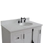 37 in. Single Vanity in Glacier Ash Finish with White Quartz Top and Oval Sink - Right Doors/Right Sink, Plantation Collection