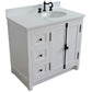 37 in. Single Vanity in Glacier Ash Finish with White Quartz Top and Oval Sink - Right Doors/Right Sink, Plantation Collection