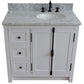 37 in. Single Vanity in Glacier Ash Finish with White Carrara Top and Oval Sink - Right Doors/Right Sink, Plantation Collection