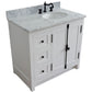 37 in. Single Vanity in Glacier Ash Finish with White Carrara Top and Oval Sink - Right Doors/Right Sink, Plantation Collection