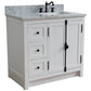 37 in. Single Vanity in Glacier Ash Finish with White Carrara Top and Rectangle Sink - Right Doors/Right Sink, Plantation Collection