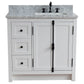 37 in. Single Vanity in Glacier Ash Finish with White Carrara Top and Rectangle Sink - Right Doors/Right Sink, Plantation Collection