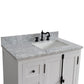 37 in. Single Vanity in Glacier Ash Finish with White Carrara Top and Rectangle Sink - Right Doors/Right Sink, Plantation Collection