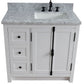 37 in. Single Vanity in Glacier Ash Finish with White Carrara Top and Rectangle Sink - Right Doors/Right Sink, Plantation Collection