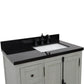 37 in. Single Vanity in Gray Ash Finish with Black Galaxy Top and Rectangle Sink - Right Doors/Right Sink, Plantation Collection