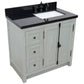 37 in. Single Vanity in Gray Ash Finish with Black Galaxy Top and Rectangle Sink - Right Doors/Right Sink, Plantation Collection