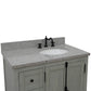 37 in. Single Vanity in Gray Ash Finish with Gray Granite Top and Oval Sink - Right Doors/Right Sink, Plantation Collection