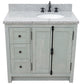 37 in. Single Vanity in Gray Ash Finish with Gray Granite Top and Oval Sink - Right Doors/Right Sink, Plantation Collection