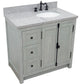 37 in. Single Vanity in Gray Ash Finish with Gray Granite Top and Oval Sink - Right Doors/Right Sink, Plantation Collection