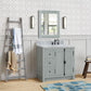 37 in. Single Vanity in Gray Ash Finish with White Carrara Top and Oval Sink - Right Doors/Right Sink, Plantation Collection